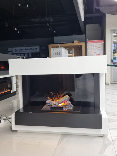 Биокамин Dimplex Cube очаг Cassette 400 LNH-INT (с дровами) белый с черным (выставочный образец)_6