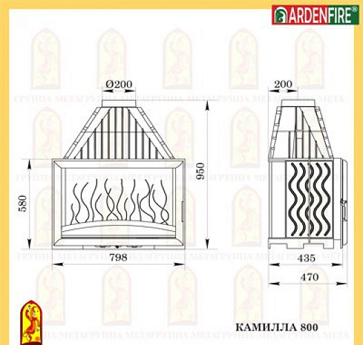 Каминная топка Мета камилла 800_1