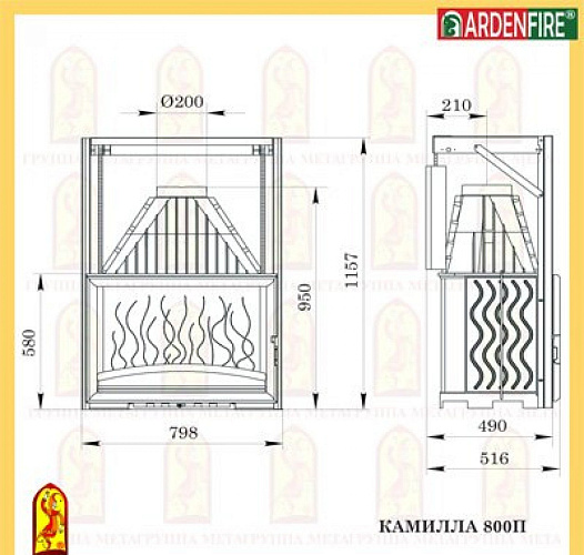 Каминная топка Мета камилла 800п_1